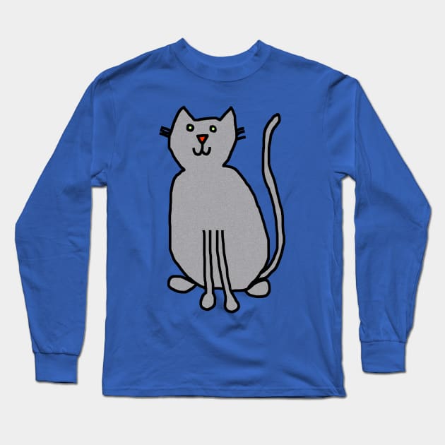 Cat Silver Long Sleeve T-Shirt by ellenhenryart